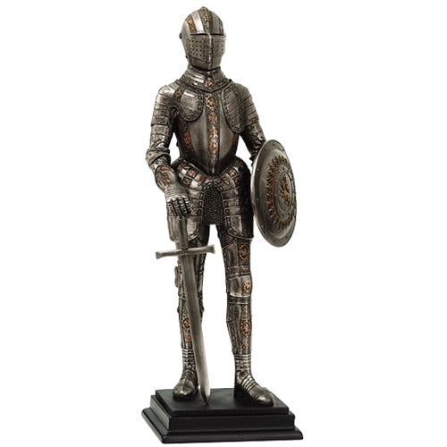 Medieval Knight Statue Bronze Finishing Cold Cast Resin Statue 12 3/4