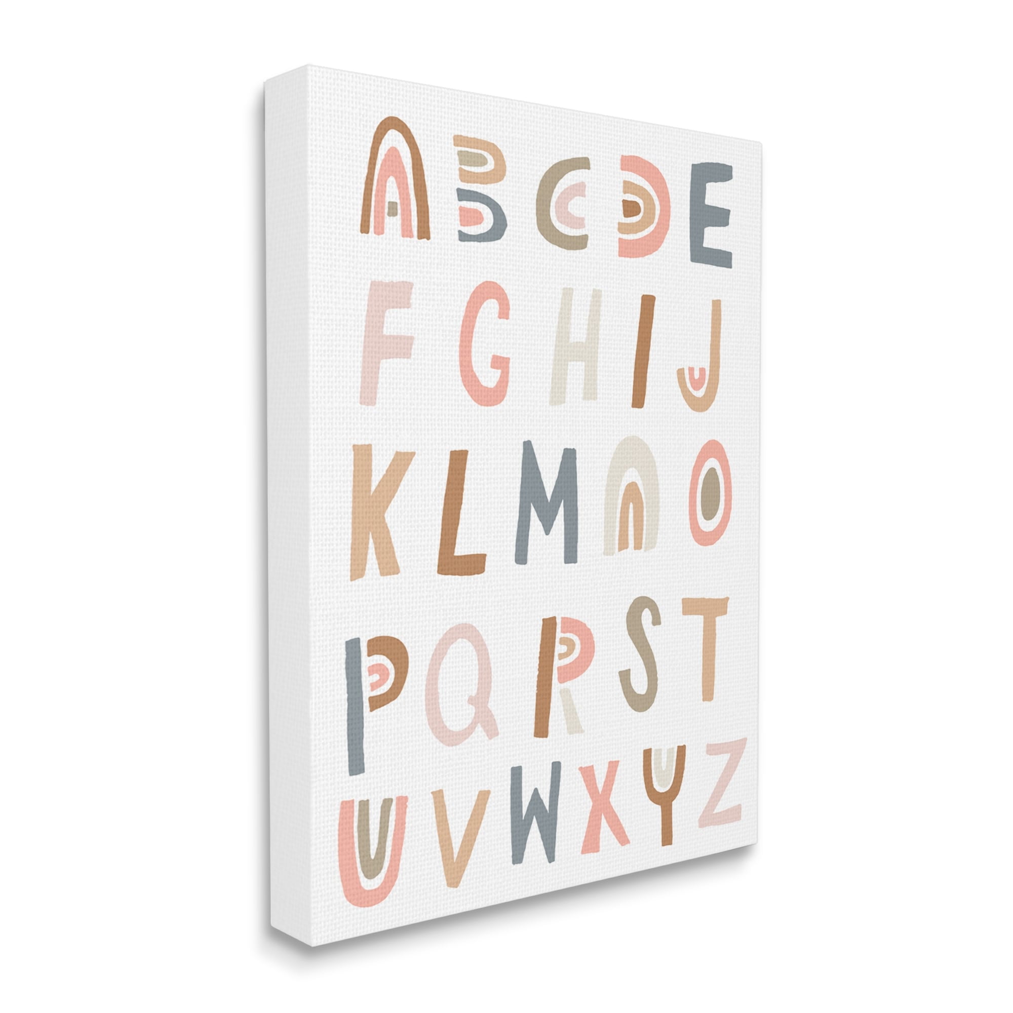 Stupell Industries Neutral Rainbow Alphabet Chart Pink Beige Typography,30 x 40,Designed by Jess Bruggink