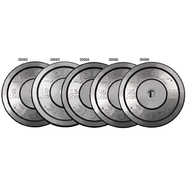 York Barbell 28083 Solid Rubber Training Bumper Plates, Black 10 kg