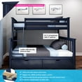 thumbnail image 2 of Max & Lily Solid Wood Twin over Full Size Bunk Bed with Storage Drawers and Ladder for Kids, Blue, 2 of 12