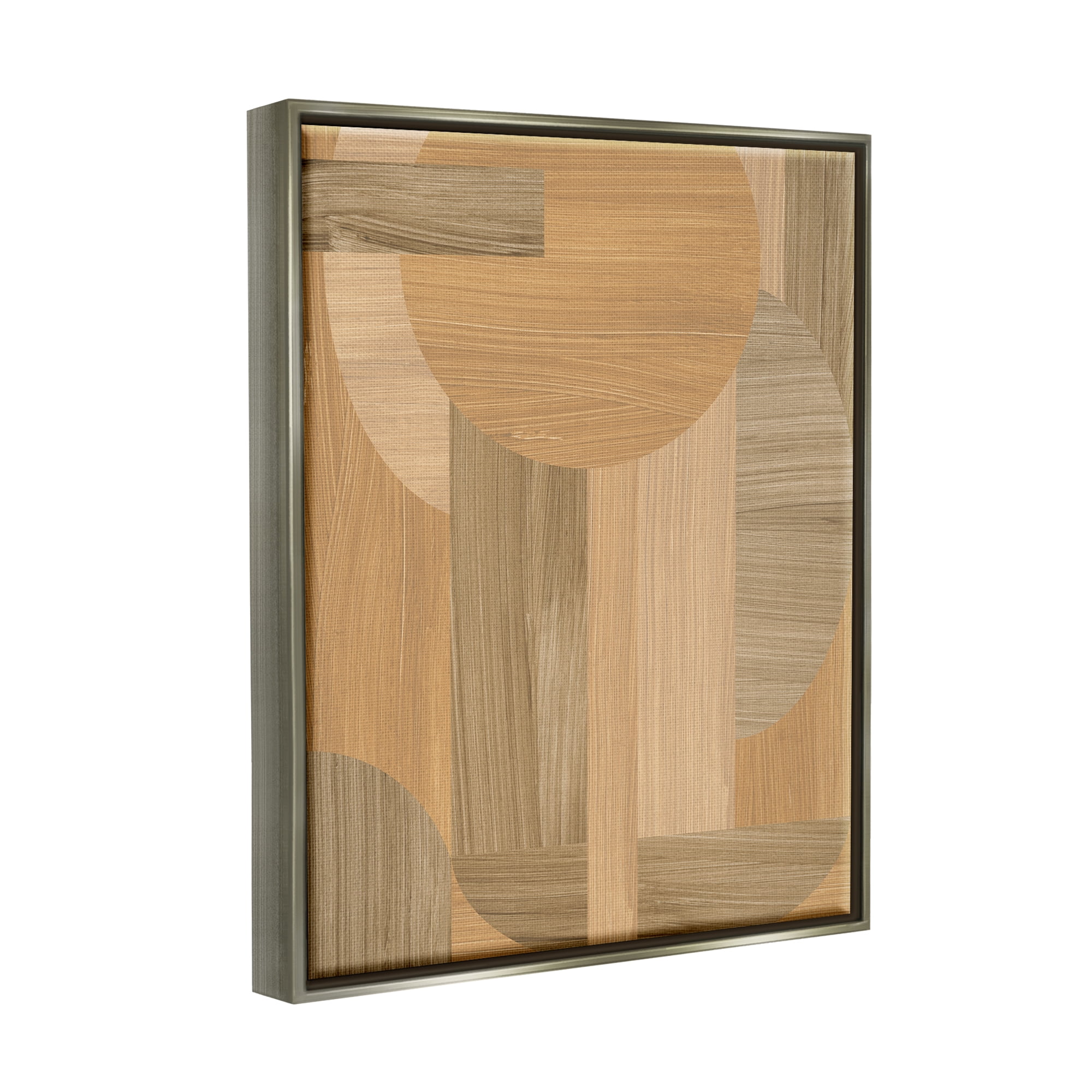 Stupell Industries Rustic Patterned Shapes Abstract Painting Gray Floater Framed Canvas Art Print Wall Art, 17 x 21