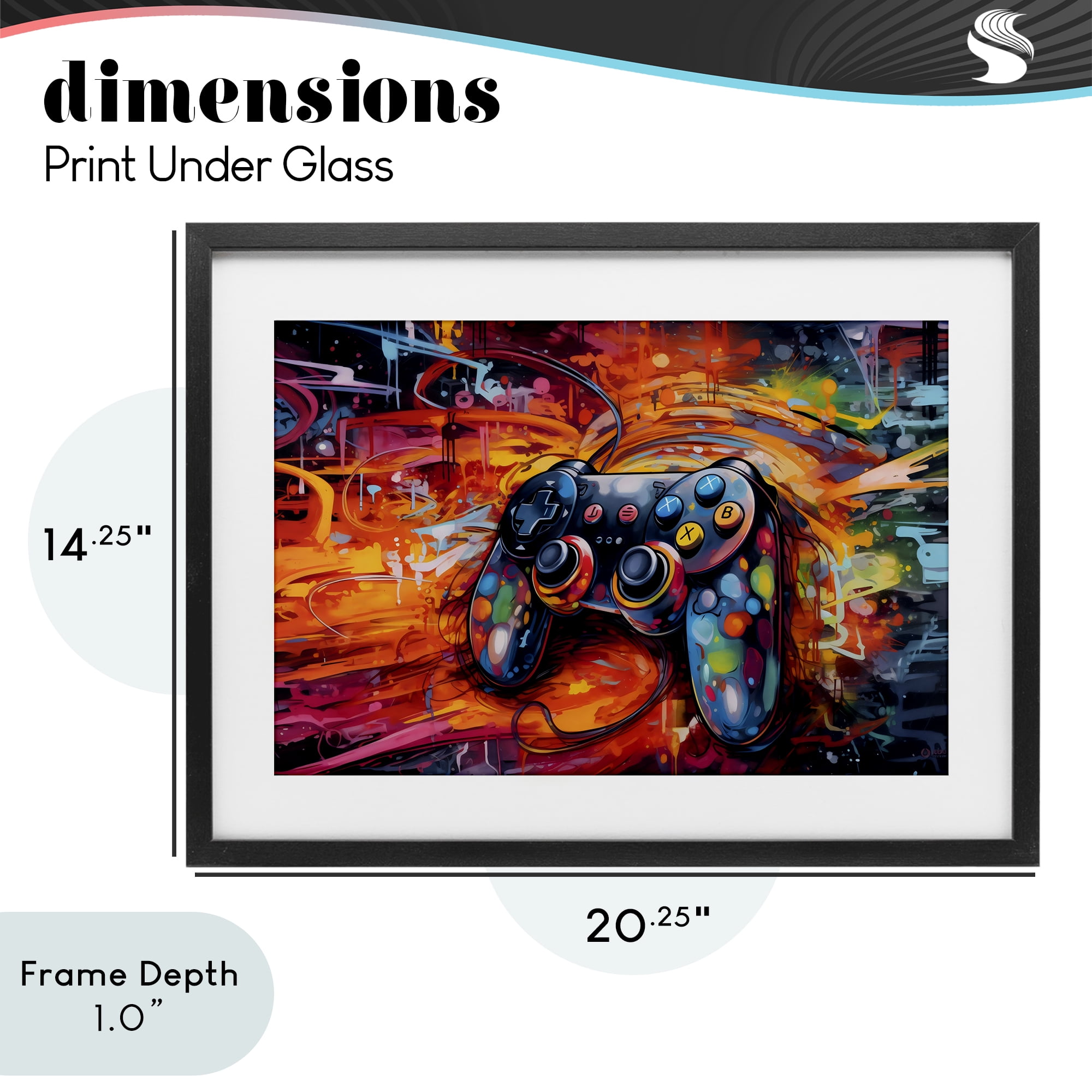 Stupell Industries Gaming Swirl Controller Energy Black Framed Print Under Glass, design by Creative Studio