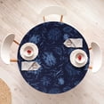 thumbnail image 4 of Ambesonne Floral Fitted Round Tablecloth, Watercolor Fashion Flora Art, 56"- 60" Diameter, Dark Petrol Blue Teal, 4 of 5