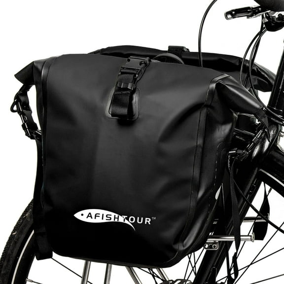 AFISHTOUR Waterproof Bike Panniers, 15L Bike Bags for Bicycles Rear Rack, Bicycle Saddle Bag for Grocery (Black, 1 PCS)