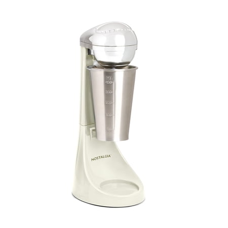 Nostalgia Two-Speed Electric Milkshake Maker and Mixer, 16 Oz Stainless Steel Cup, Cream