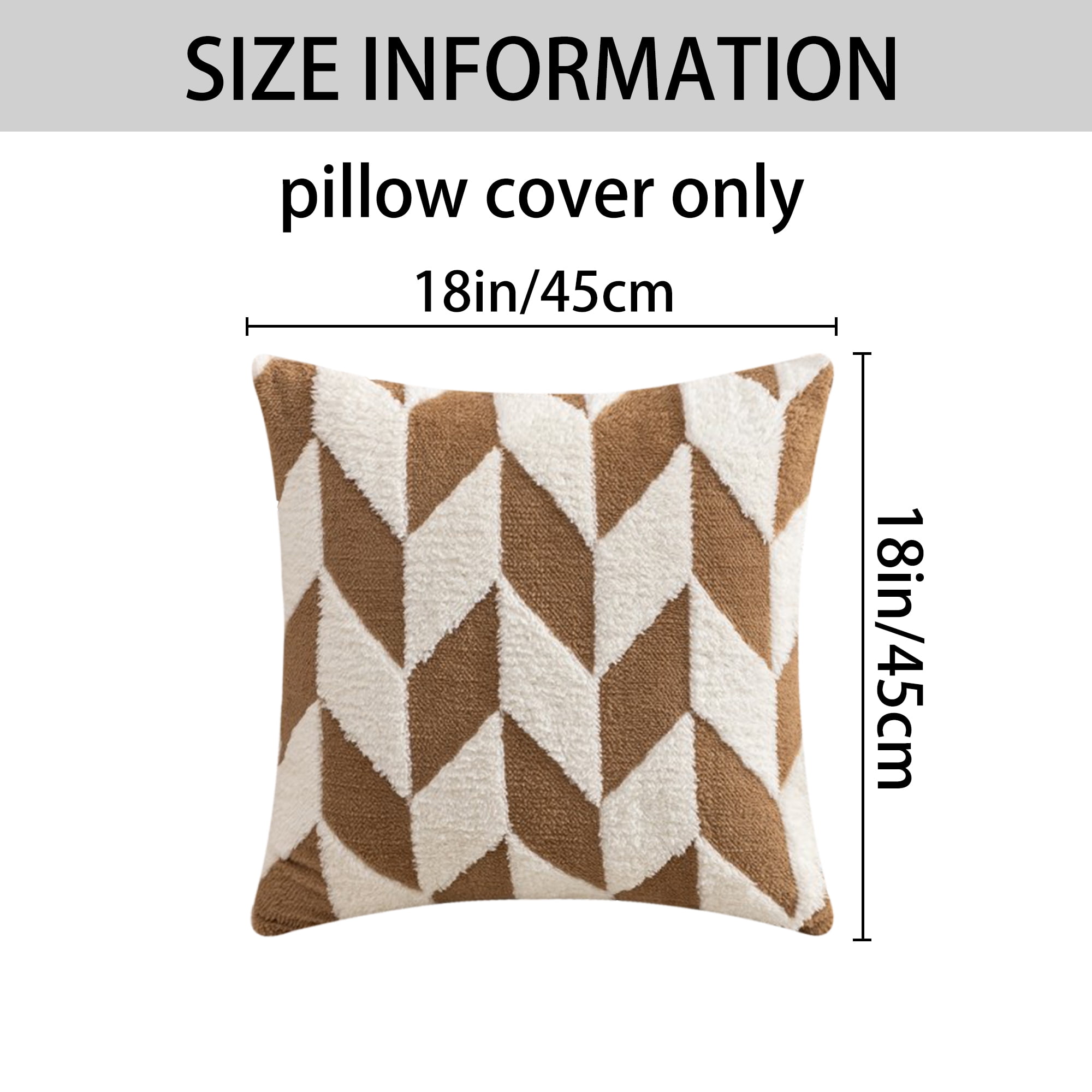 Unique Bargains Throw Pillow Covers for Sofa Brown 18" x 18"