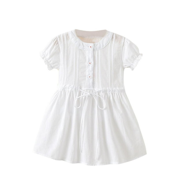 QIPOPIQ Robe pour Tout-Petit Bébé Filles Coton Lin Manches à Volants à Étages Évasée Décontractée Été Boho Robes Liquidation