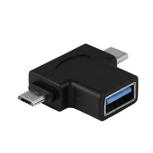 Domqga Mini 2 In 1 Micro USB + USB 3.1 Type-C Male to USB 3.0 Female OTG Converter Adapter, USB OTG Adapter, Mini USB OTG Adapter