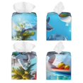 thumbnail image 2 of Gukieu Astronaut Tropical Dolphin Print Leather Tissue Box, PVC Waterproof Velcro Opening and Closing Square Tissue Box Holder, Suitable for Home and Office Decoration, 2 of 7