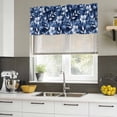 thumbnail image 4 of Navy Blue Spring Floral Curtain Valances for Windows, Kitchen Valance Window Treatments Panel 2 Pack, Watercolor Summer Flowers Abstract Rod Pocket Short Curtains for Bathroom Bedroom 60 x 18 Inch, 4 of 8