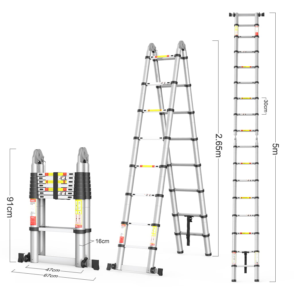 Details about   A-frame Folding Step Telescopic Ladder 4+5/5+6/6+7 Steps Multi-Purpose Aluminium 