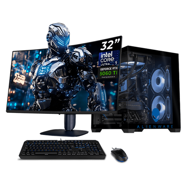 PC Gamer Completa Xtreme PC Gaming ALIENWARE NVIDIA GeForce RTX 5060 Ti Intel Core Ultra 7 265F 32GB DDR5 SSD 1TB Monitor 32 180Hz Sistema Liquido WIFI gaming 1080p, estudios y multitarea