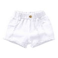 thumbnail image 2 of CYRBOKO Girls Denim Shorts, Ripped Summer Elastic Waistband Stretch Jean Short White Size 9-10T, 2 of 4