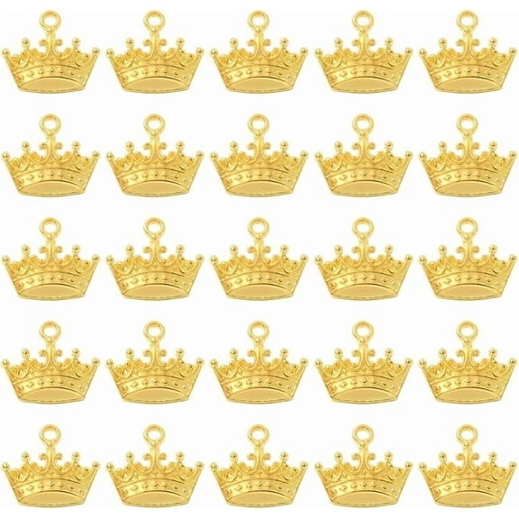 1 Box 60Pcs Gold Crown Charms Tiara Charms Bulk Alloy Metal Antique Royal Flat Small Dangle King Small Lovely Queen Pendants