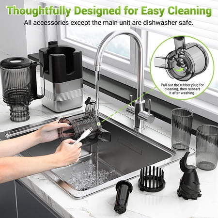 TINANA COLD PRESS JUICER MACHINE, 5.4 IN WIDE FEED CHUTE, UP TO 450W PROFESSIONAL SLOW MASTICATING JUICER FOR WHOLE VEGETABLES & FRUITS, BATCH JUICING, REVERSE FUNCTION TO CLEAR BLOCKAGES, MP-802T