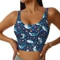 thumbnail image 1 of Fotbe Sea Sharks Sujetador Deportivo Largo sin Aros para Mujer con Almohadillas y Soporte Medio, Transpirable y Absorbente, Camiseta Tipo Chaleco o Tank Top-Medium, 1 of 8