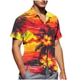 thumbnail image 2 of Blusa y camisa de manga corta con cuello vuelto para hombre, blusa informal de moda con cuello vuelto, blusa estampada de manga corta con botones, blusa de poliéster para hombre, 2 of 6