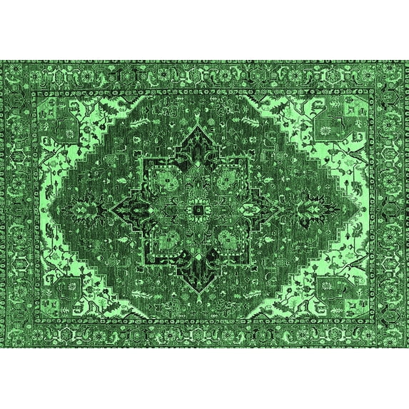 Ahgly Company Indoor Rectangle Persian Emerald Green Traditional Area Rugs, 2' x 3'