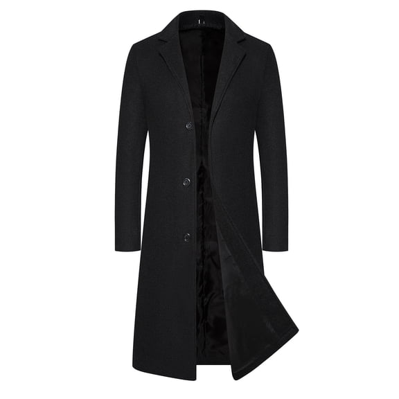 Youmylove New Mens Coats Leisure Wool Coat Long Solid Color Thick Coat Trench Coat Outdoor Warm Clothing