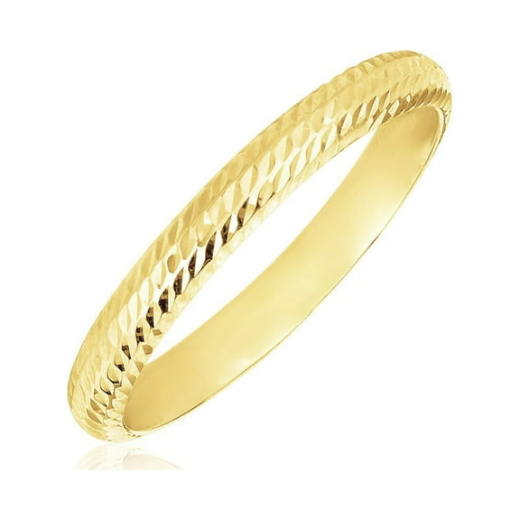 14k Yellow Gold Textured Comfort Fit Wedding Band Size 10 inches