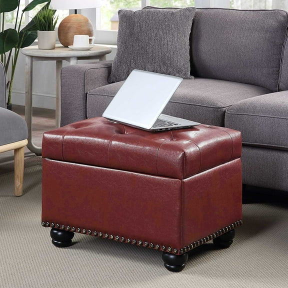 Convenience Concepts Designs4Comfort 5th Avenue Storage Ottoman, Burgundy Faux Leather