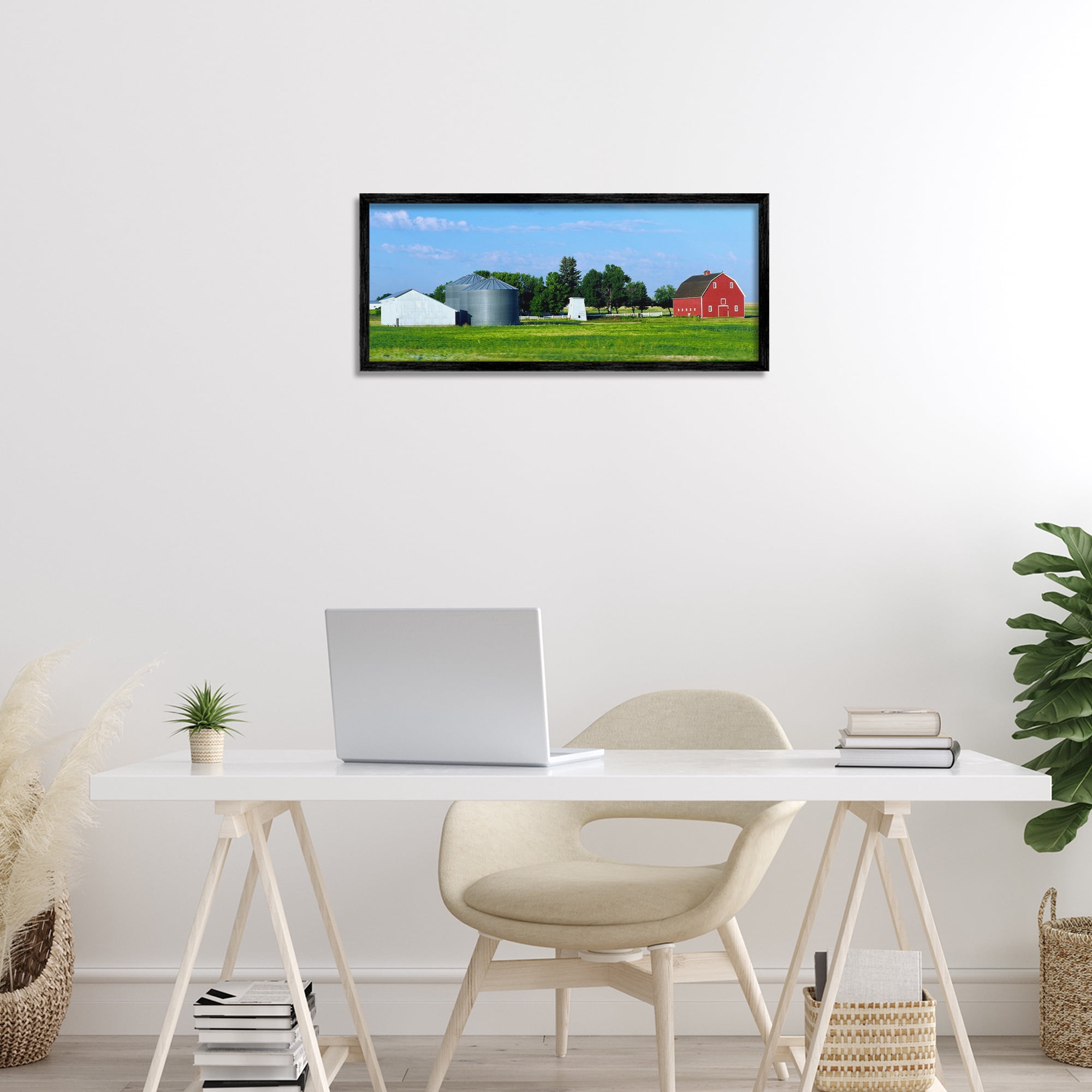 Stupell Industries Barn with Silo Black Framed Giclee Art, design by Gail Peck