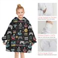 thumbnail image 6 of Colorful Games Symbol Black Pattern Blanket Hoodies for Kids 6-13YR Oversize Wearable Blanket Hoodies for Boys Girls Teens, 6 of 7