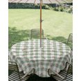 thumbnail image 2 of Outdoor Tablecloth with Umbrella Hole Zipper Sage Green Plaid Round Tablecloth 60" Waterproof Outside Table Cloth Checkered Farmhouse Patio Table Cover Tablecloths for Picnic Party, 2 of 8