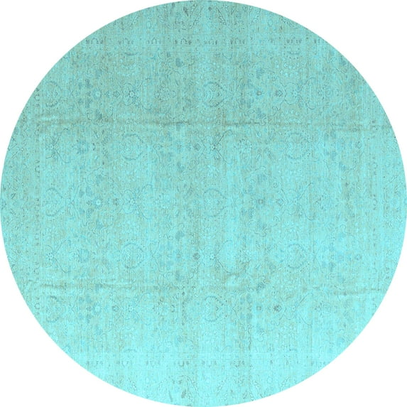 Ahgly Company Indoor Round Abstract Light Blue Modern Area Rugs, 6' Round