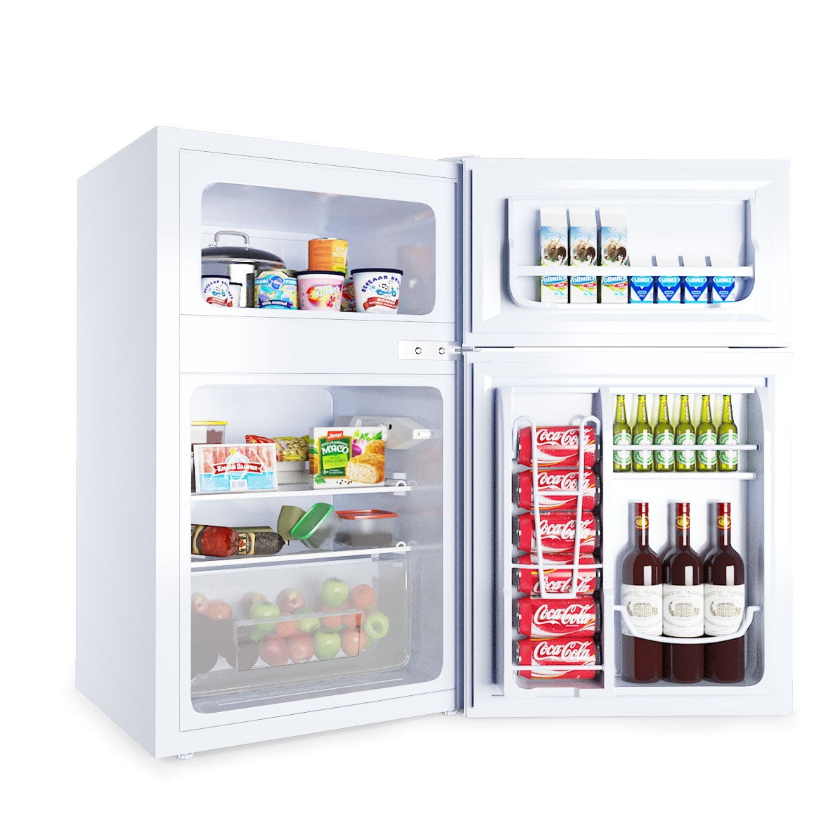 Costway Refrigerator Small Freezer Cooler Fridge Compact 3.2 cu ft. Unit,  Grey