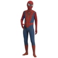 thumbnail image 3 of Superhero Style Cosplay Bodysuit Web Pattern Polyester Jumpsuit for Halloween Party Comic Con Stage Performance for Boys and Girls Red 160, 3 of 3