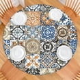 thumbnail image 2 of Elastic Round Tablecloth Floral Bohemian Print, 44 Inch Fits 38"-42" Tables, Stain Resistant Vinyl for Holiday Gatherings & Meals, 2 of 7