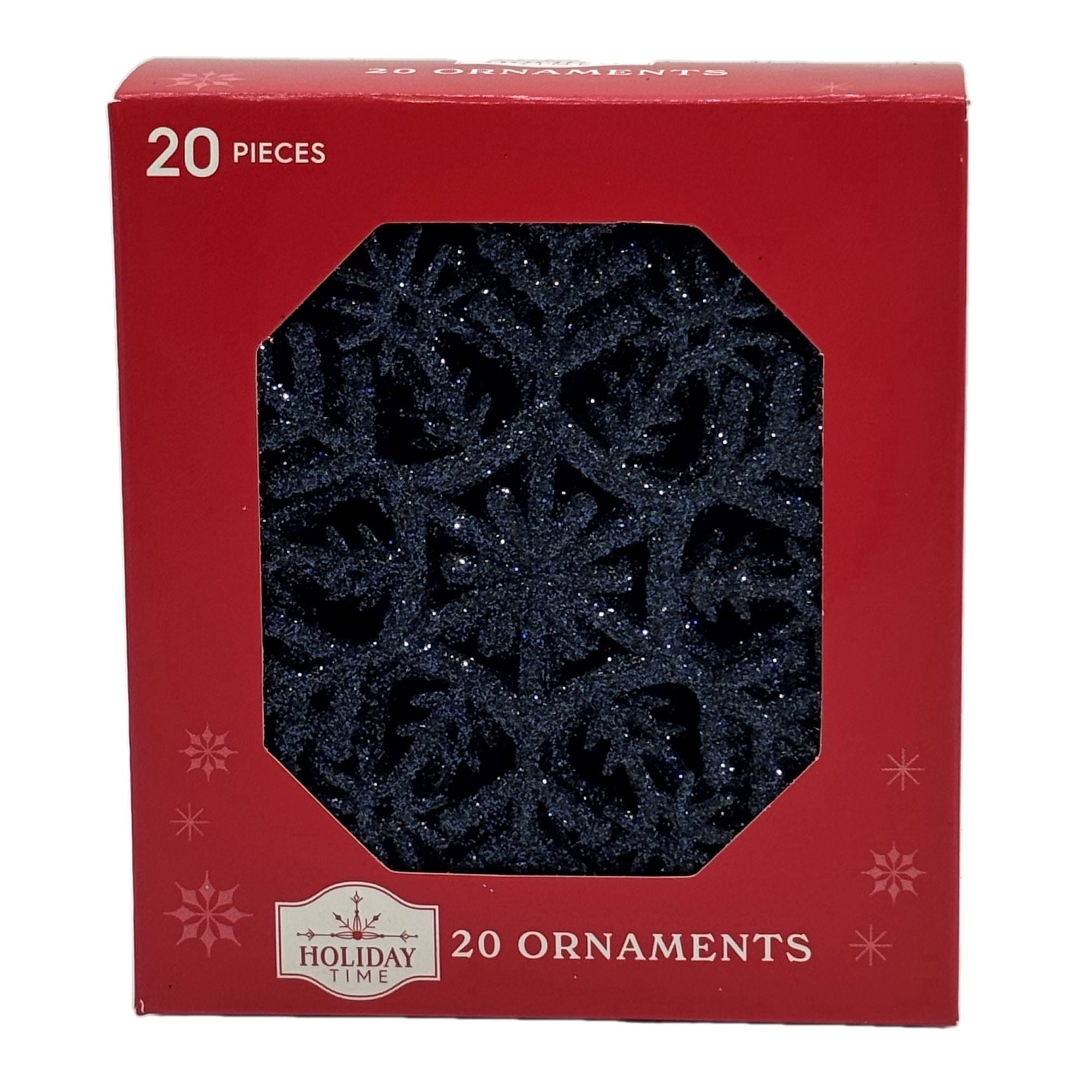 20-Count Navy Blue Glitter Snowflake Christmas Ornaments, 3.9", by Holiday Time