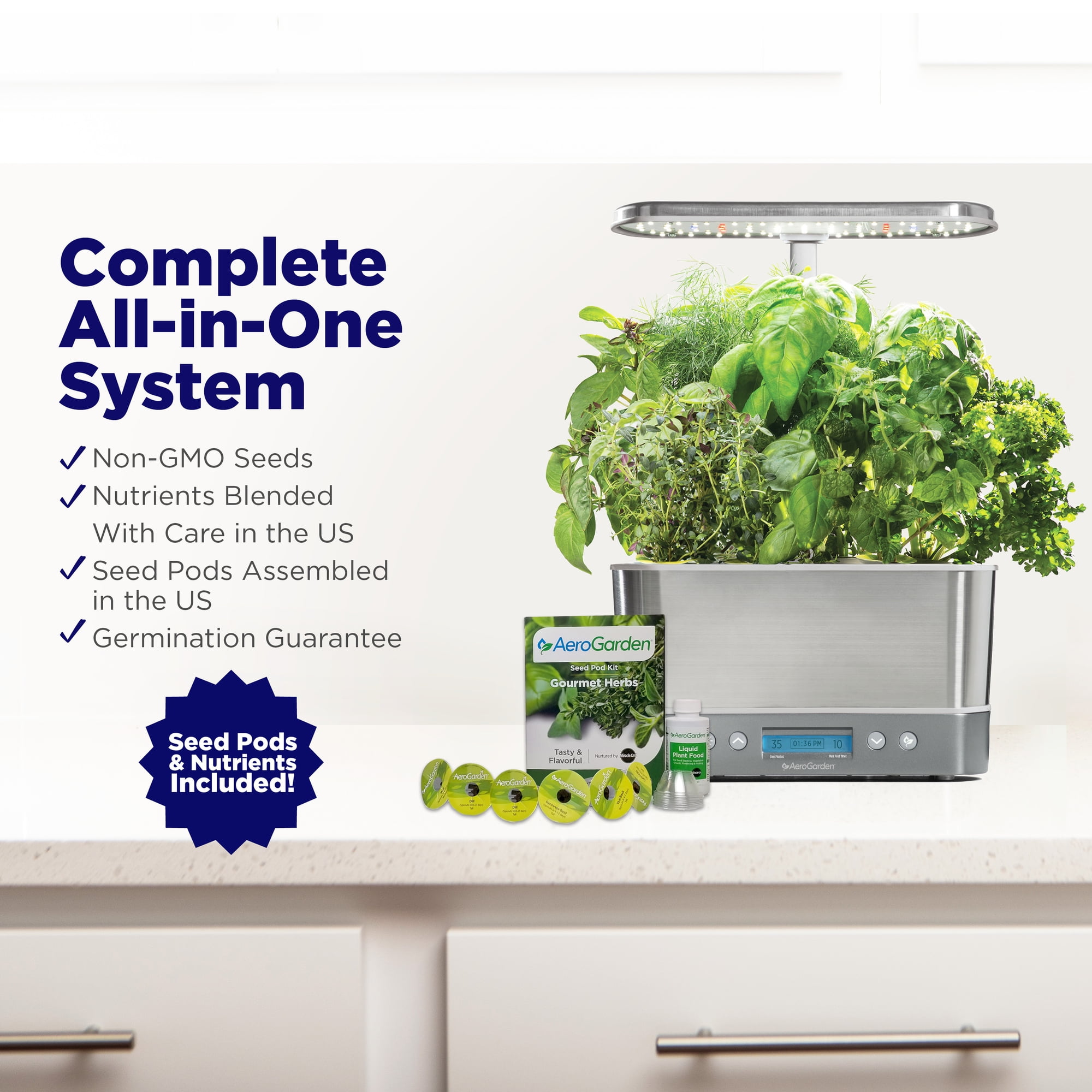 AeroGarden Harvest Elite with Gourmet Herb Seed Pod Kit
