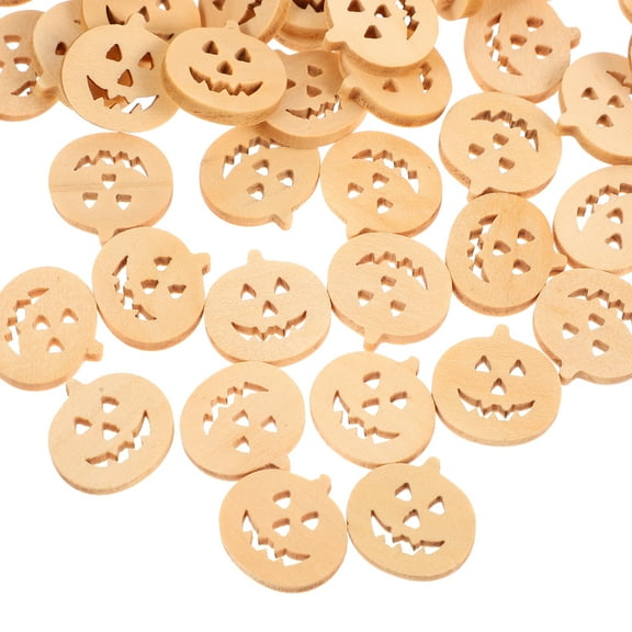 Nicehomfit 100pcs Craft Decoration Buttons Wood Light Yellow for Autumn Themes