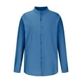 thumbnail image 5 of WREESH Men's Linen Button Down Shirts Fashion Casual Solid Color Long Sleeve Turndown Collar Shirts Linen Tops Blue, 5 of 5
