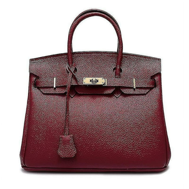 Bolso Birkin con patrón de lichi a la moda de piel de vaca de primera capa para mujer