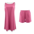 thumbnail image 5 of Women's Sleeveless V Neck Color Block 2 Piece Set Tunic Dress Top with Shorts Summer Beach Outfit with Pockets, 5 of 5