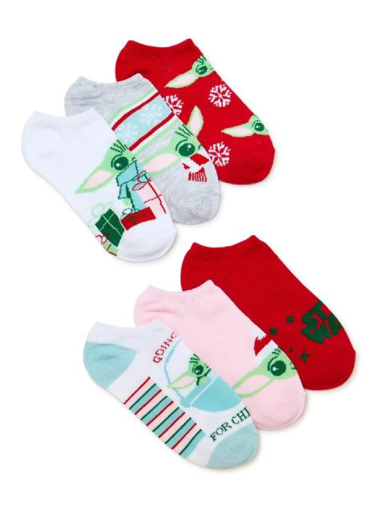 Star Wars The Mandalorian, Holiday Women's No-Show Socks, 6-Pack, Size 4-10