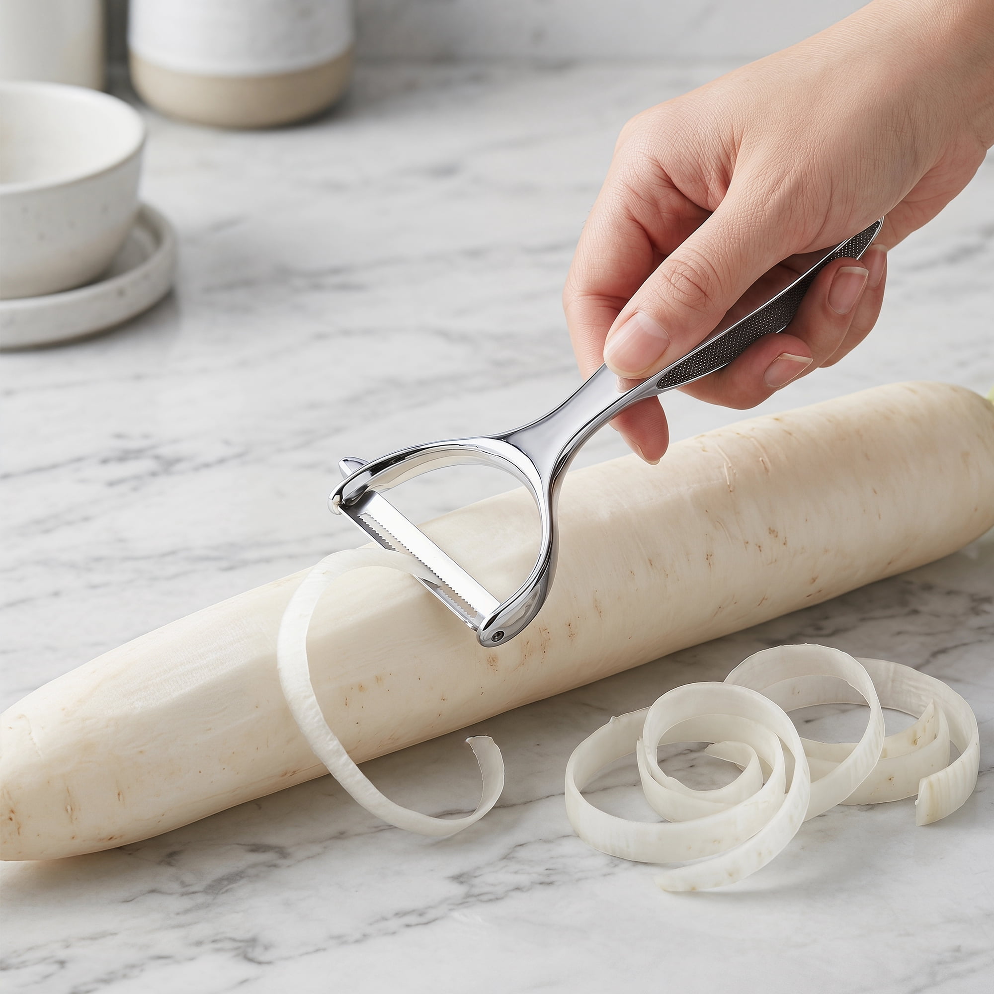 Unique Bargains Stainless Steel Durable Vegetable Peeler with Round Handle Black