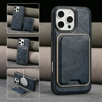 2 In 1 Functuon Case for iPhone 15, PU Leather Detachable Magnetic Card Bag, Support Magnetic Wireless Charger, Shockproof Protective Lightweight Phone Cover for iPhone 15, Black