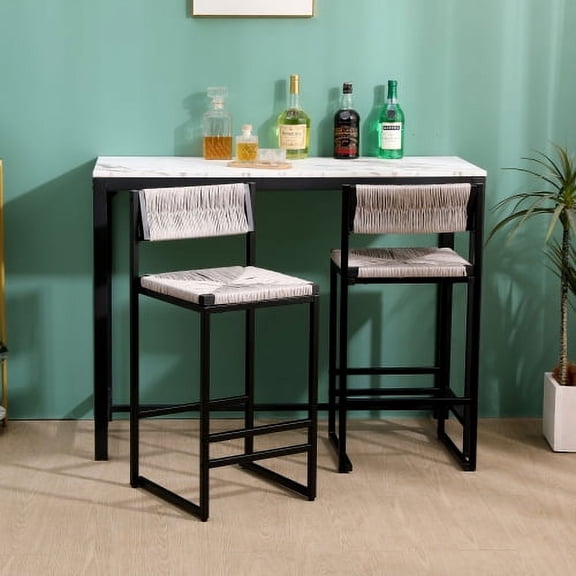 Xukmct 2 Pack Paper Rope Weave Bar Stools with Metal Frame, Suitable for Kichen Island, Bar, Dining Room