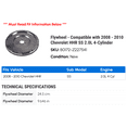 thumbnail image 2 of Flywheel - Compatible with 2008 - 2010 Chevy HHR SS 2.0L 4-Cylinder 2009, 2 of 2
