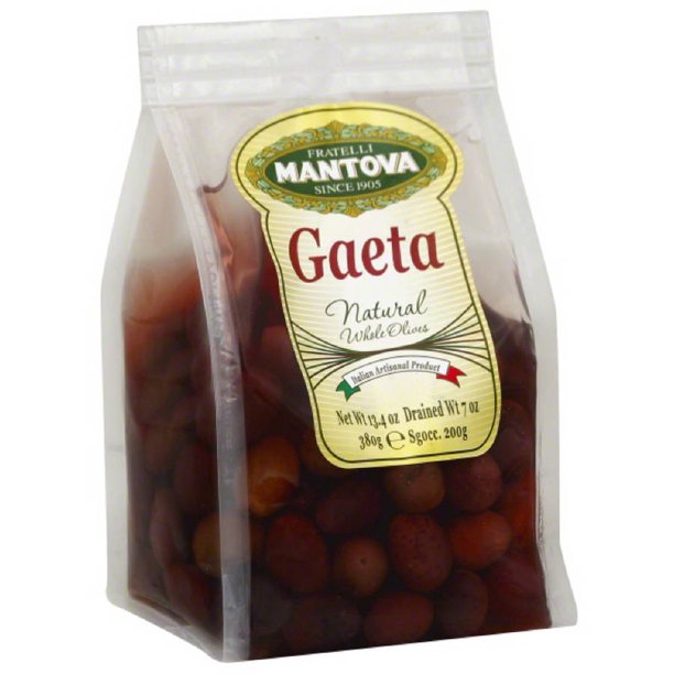 Mantova Gaeta Natural Whole Olives, 13.4 oz, (Pack of 6)