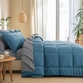 thumbnail image 3 of RUIKASI 7 Pieces Slate Blue/Grey Queen Bed Comforter Set with Sheets - Bed in a Bag with Comforter and All Season Sheets, Pillowcases, 3 of 9