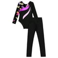 thumbnail image 3 of YONGHS Kids Girls Athletic Active Tracksuit Dance Outfits Long Sleeve Leotard with Legging Pants Set Leaves 8, 3 of 7