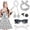 White, variant on 1950s Vintage Cat Eye Glasses Polka Dot Headband Earrings Set Retro Party Cosplay Accessory
