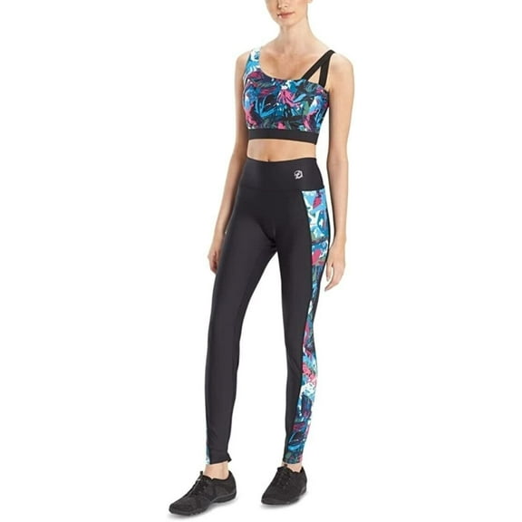 Josie Natori Womens Active Solstice Asymmetrical Cropped Cami Top,Blue Multi,Medium