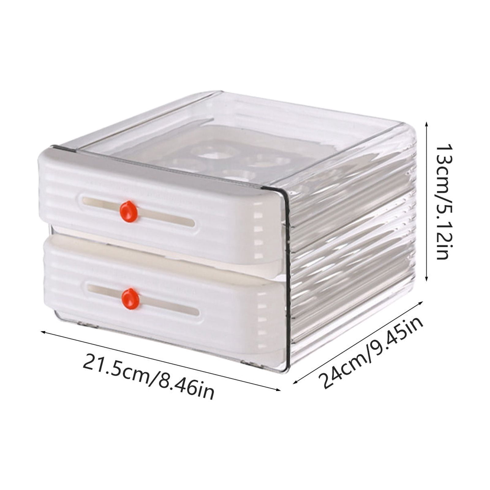 GSKKLQ 2-Tier Egg Storage Container, Fridge Organizer with Drawer Design, Stackable Plastic Egg Tray, Kitchen Refrigerator Essential
