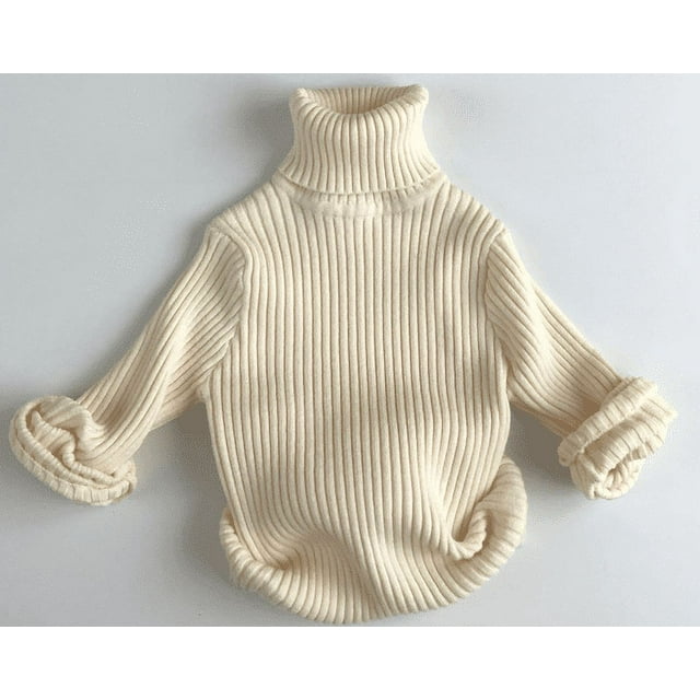Chandail à Manches Longues pour Tout-Petits Garçons Filles Col Roulé pour Vacances Fête d'Anniversaire Café 6-7 Ans